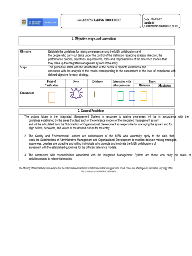Format Procedure For Awareness-Taking - QMS | PDF | System | Evaluation