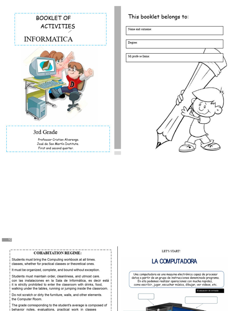 3rd GRADE COMPUTER WORKBOOK 1 - TEACHER CRISTIAN ALVARENGA | PDF ...
