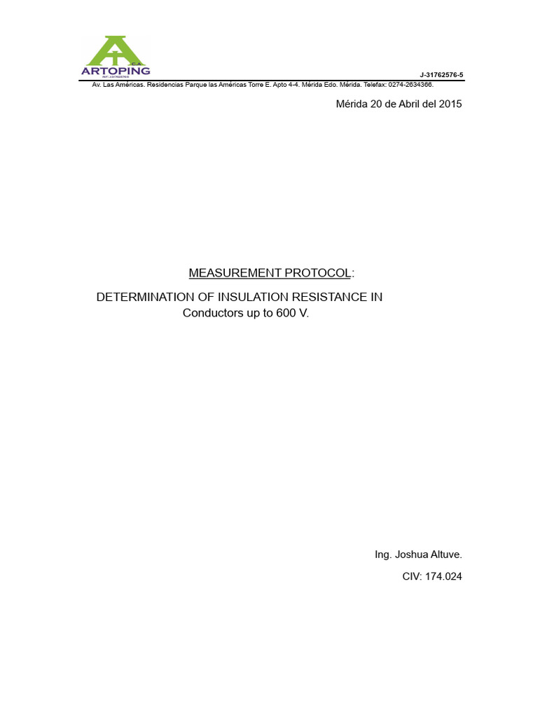 Insulation Resistance Measurement Guide | PDF | Insulator (Electricity ...