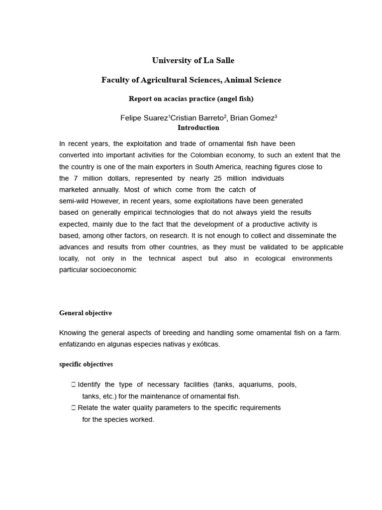 Report Fish | PDF | Fishkeeping | Zoology
