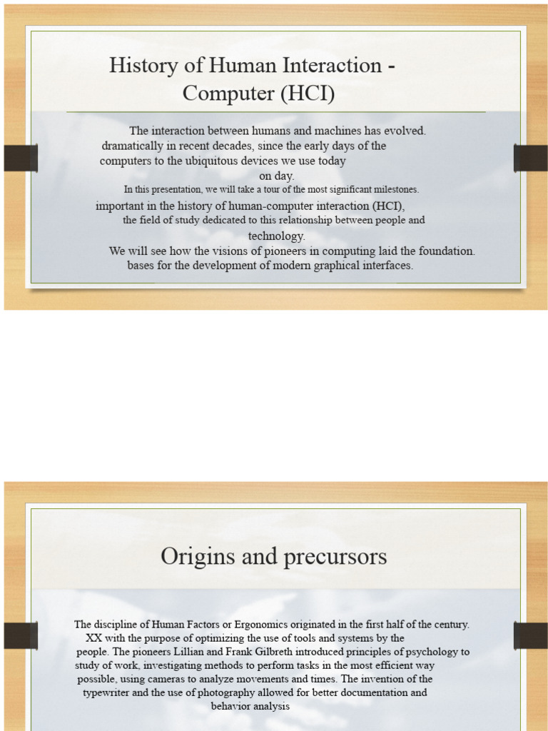 HCI History | PDF | Human–Computer Interaction | Graphical User Interfaces
