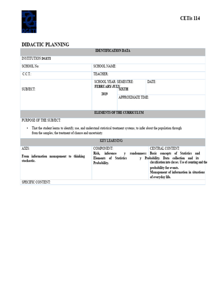 Didactic Sequence Probability and Statistics 2019.1 | PDF | Statistics ...