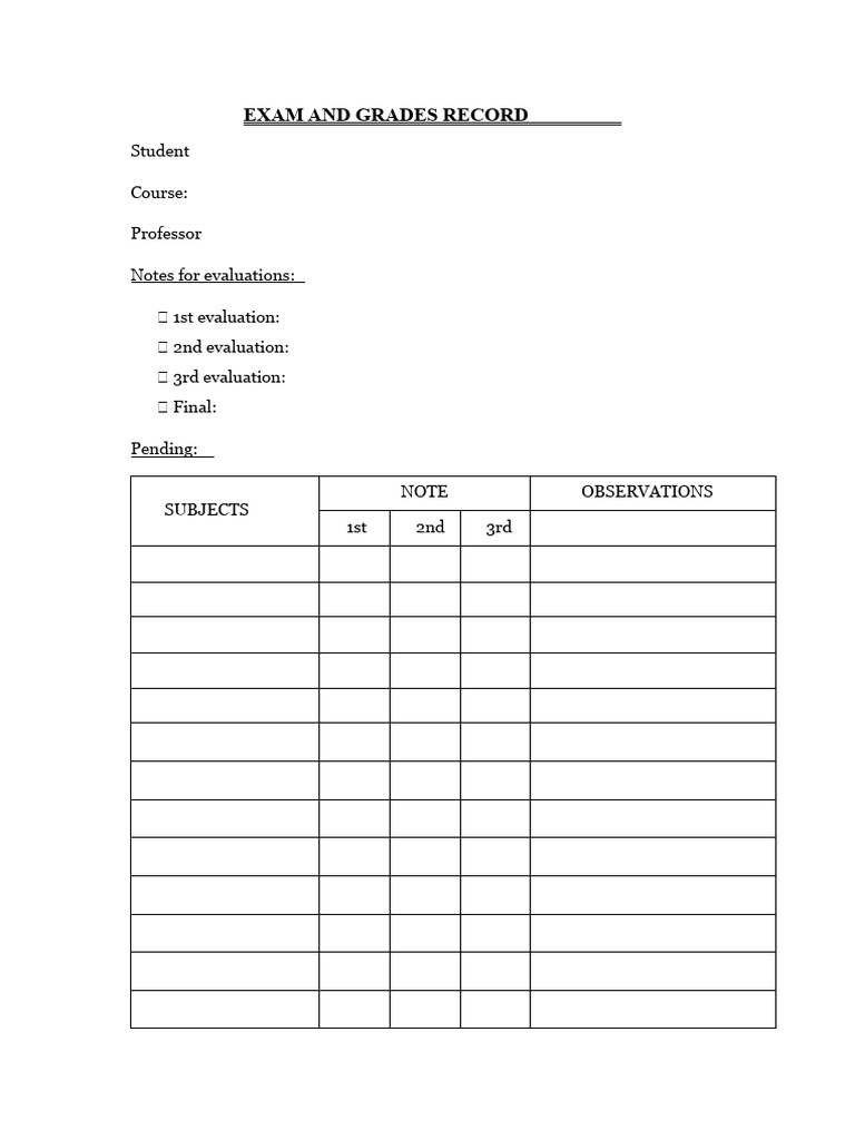 Exam and Grades Register | PDF
