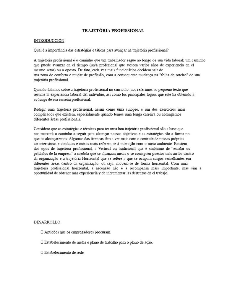 TRAJETÓRIA PROFISSIONAL | PDF | Liderança | Experiência