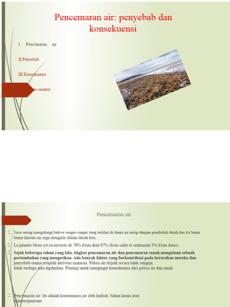 Penyebab dan Dampak Pencemaran Air | PDF