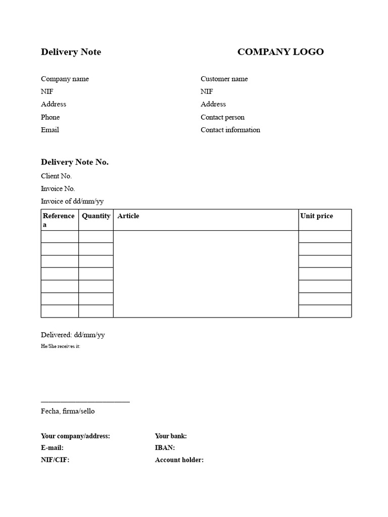 Delivery Note | PDF