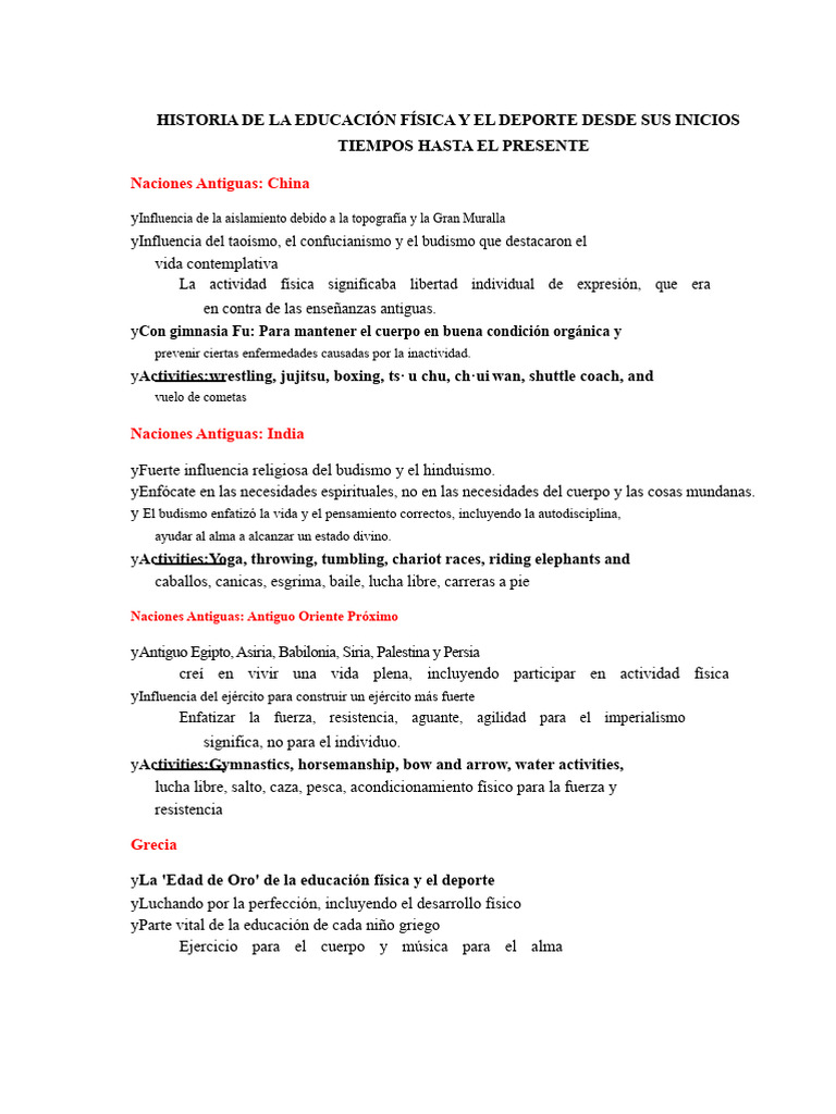 Historia de la Educación Física y Deporte | PDF | Deportes | Educación ...