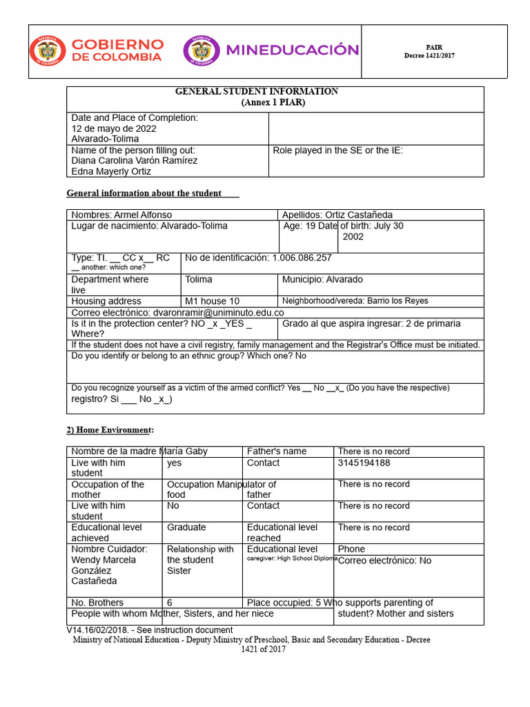 PIAR Format - To Fill Out | PDF | Teachers | Attention