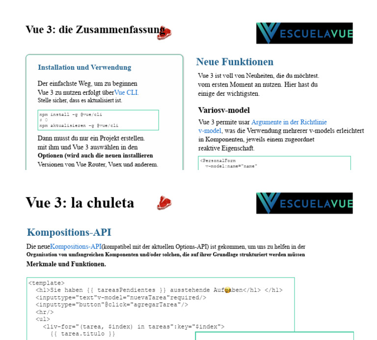 Schule Vue Vue 3 Spickzettel | PDF