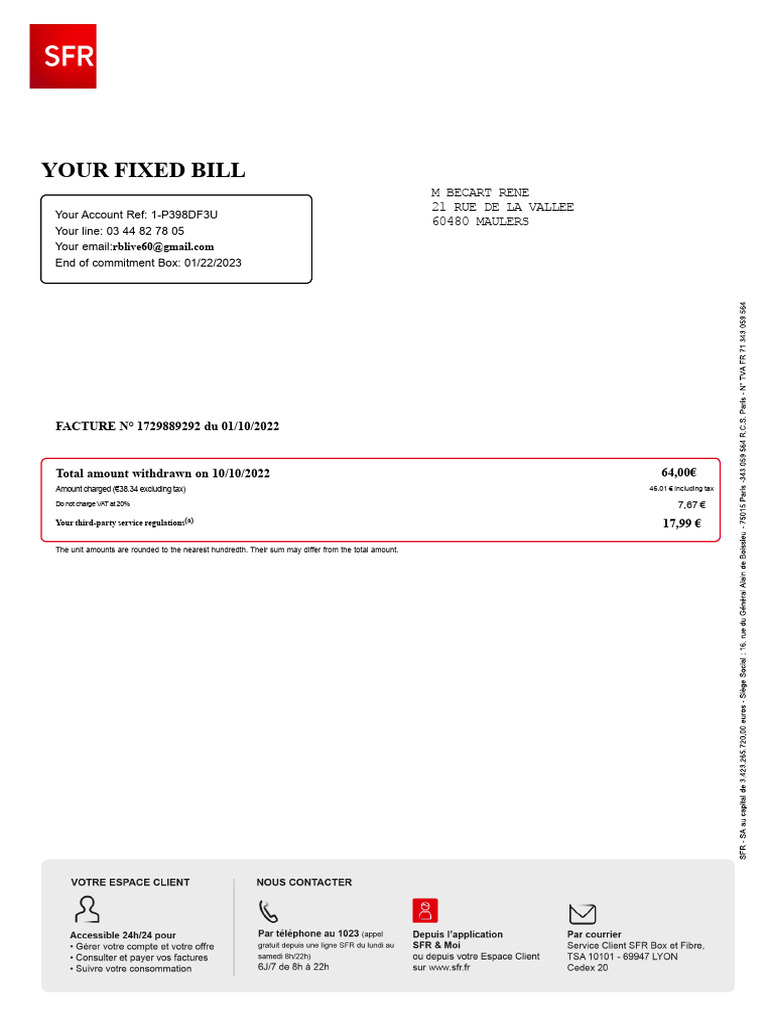 SFR Invoice 0344827805 0 | PDF