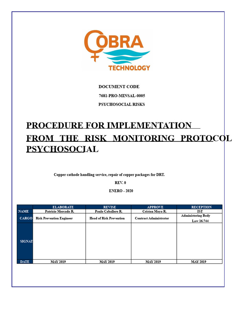 From The Protocol of Monitoring Psychosocial Risks | PDF | Risk ...