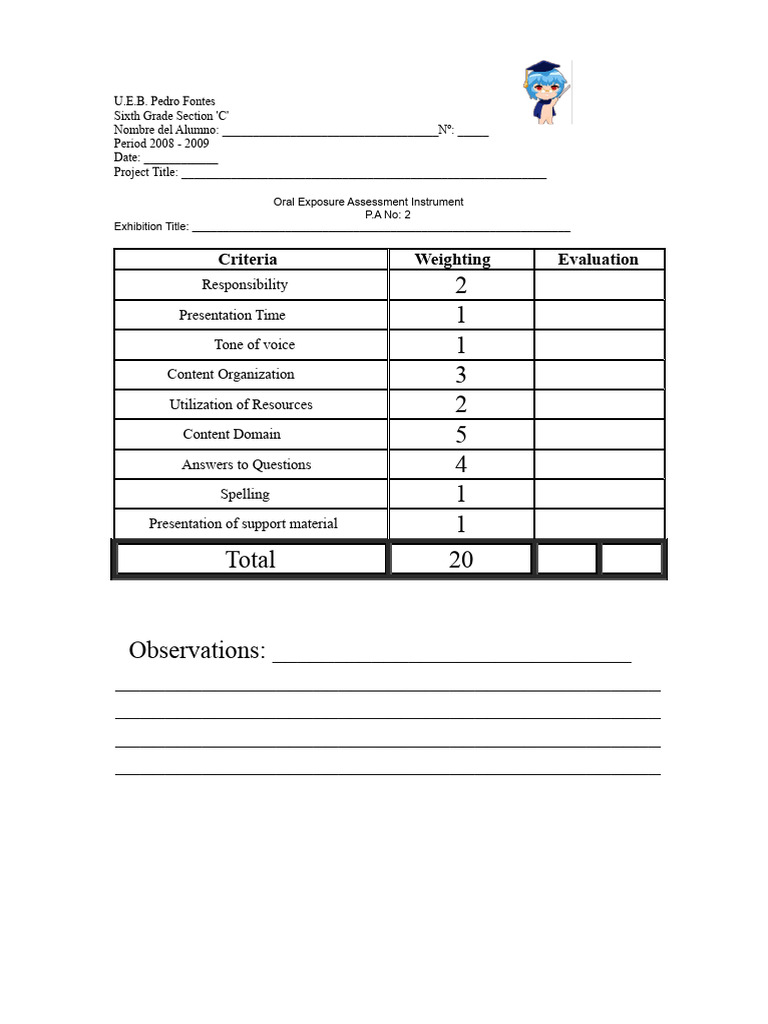 Assessment Instrument of Exposure | PDF