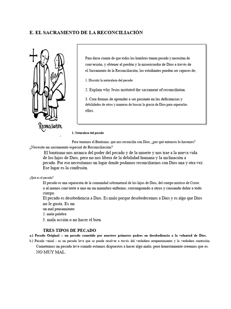 Sacramento de la Reconciliación: Guía Completa | PDF | Pecado | Sacramentos