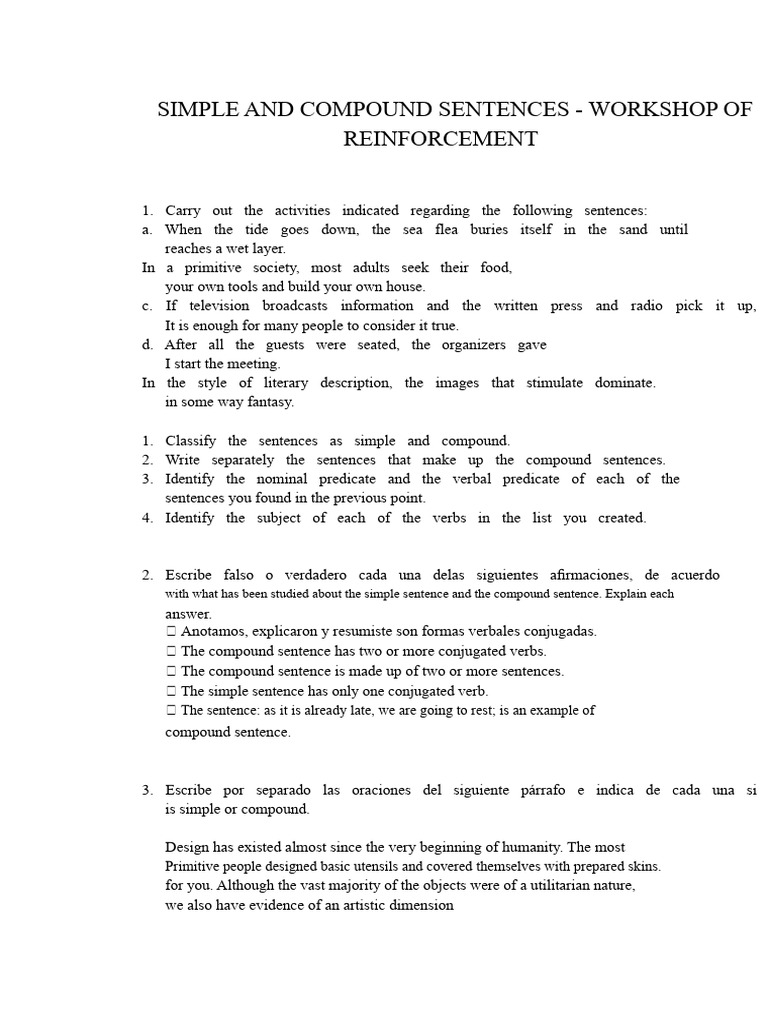 Simple and Compound Sentences | PDF