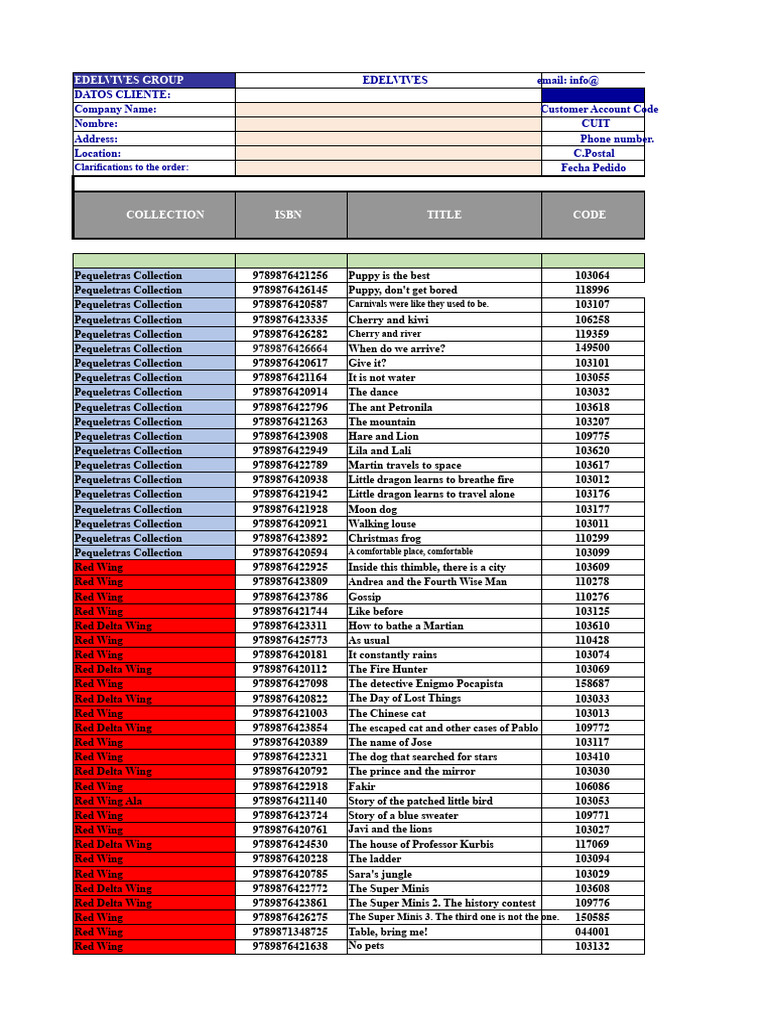 Edelvives Collection Inventory List | PDF