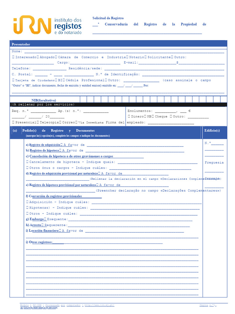 Req Pedido Registro Predia Mod 1 | PDF | Hipotecas | Ley común