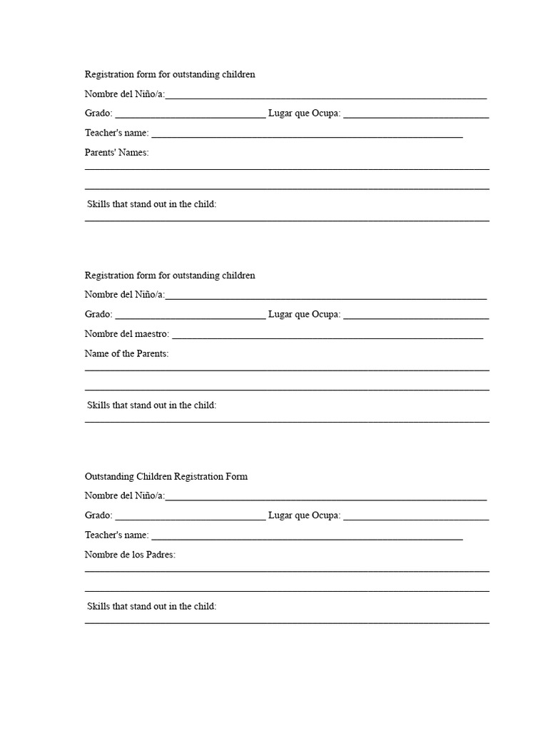 Child Registration Form | PDF