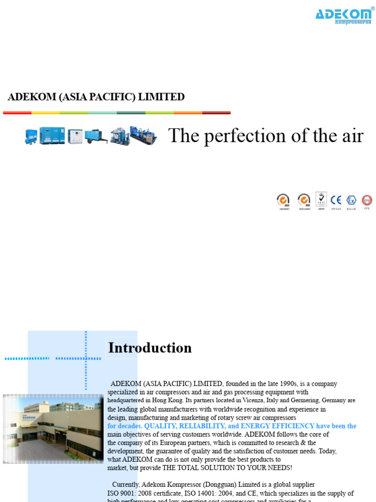 ADEKOM Air Compressors Overview | PDF | Biogas | Natural Gas
