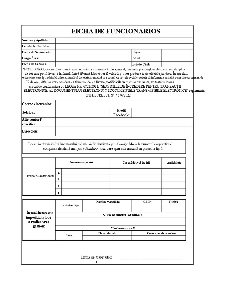 Fisa de Funcționar Model | PDF