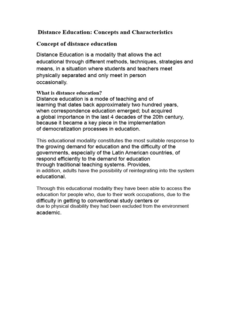 Distance Education 1 | PDF | Distance Education | Learning