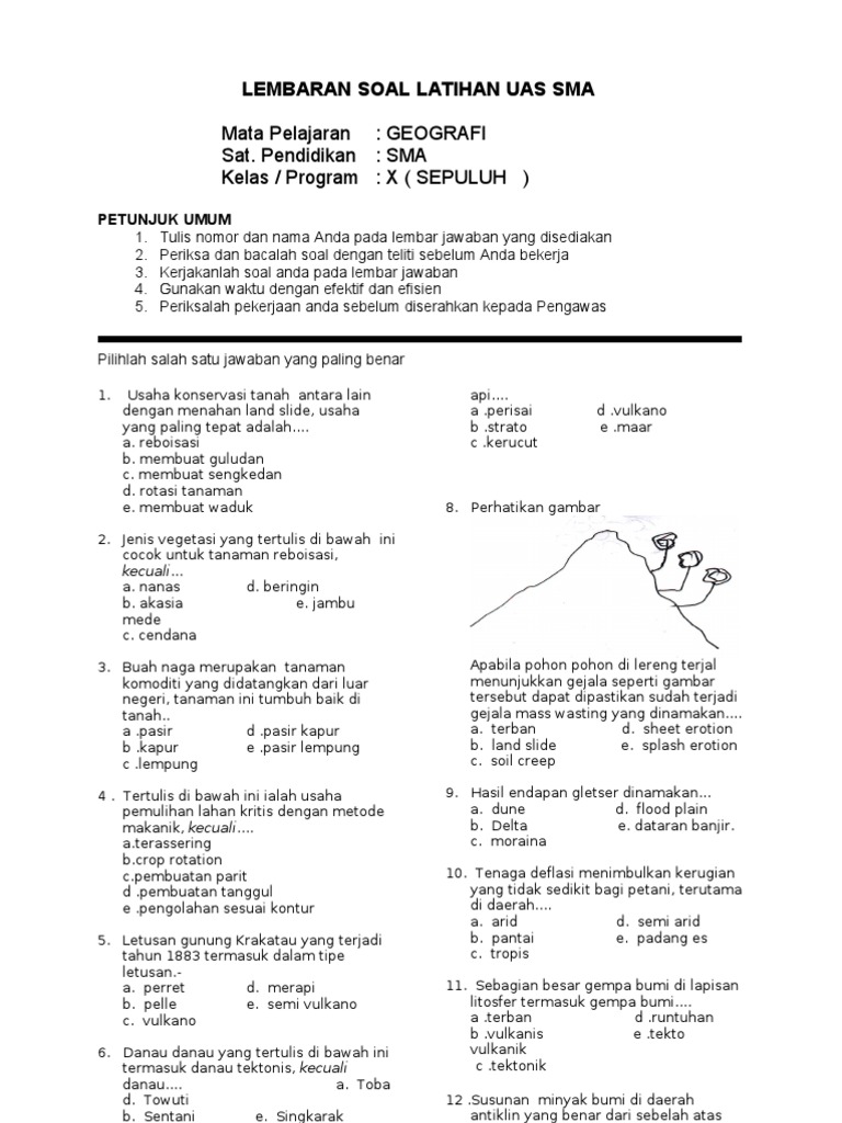 contoh soal essay geografi kelas 10