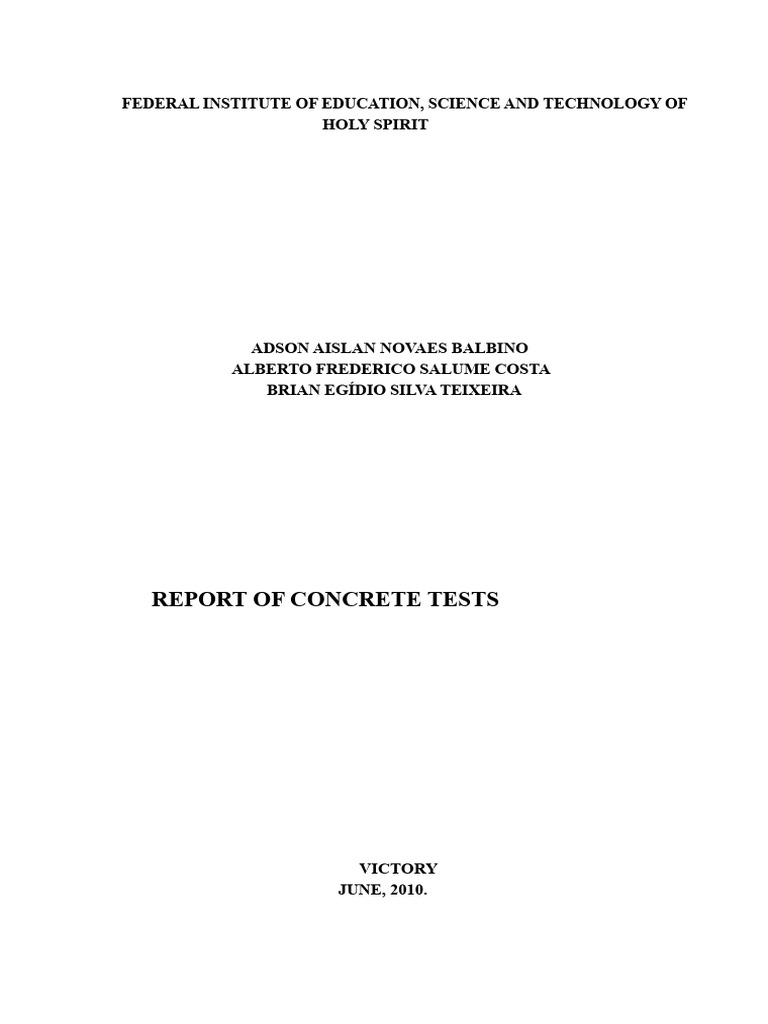 Concrete Testing Report Overview | PDF | Concrete | Strength Of Materials