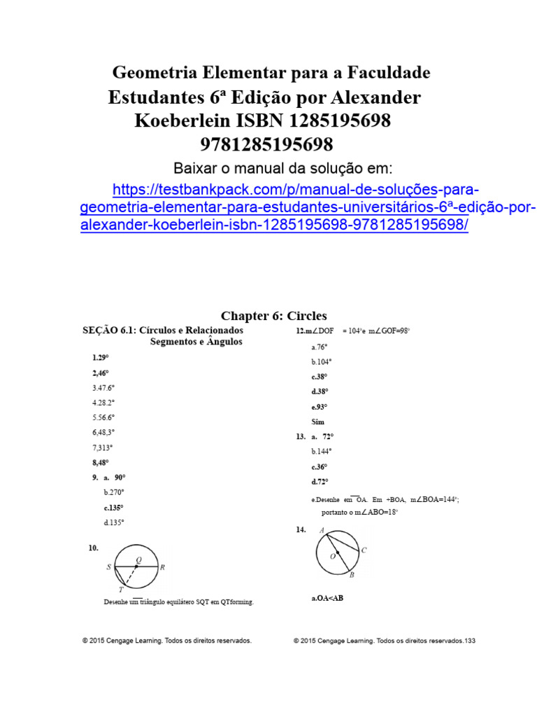 Geometria Elementar: Círculos e Ângulos | PDF | Geometria Clássica ...