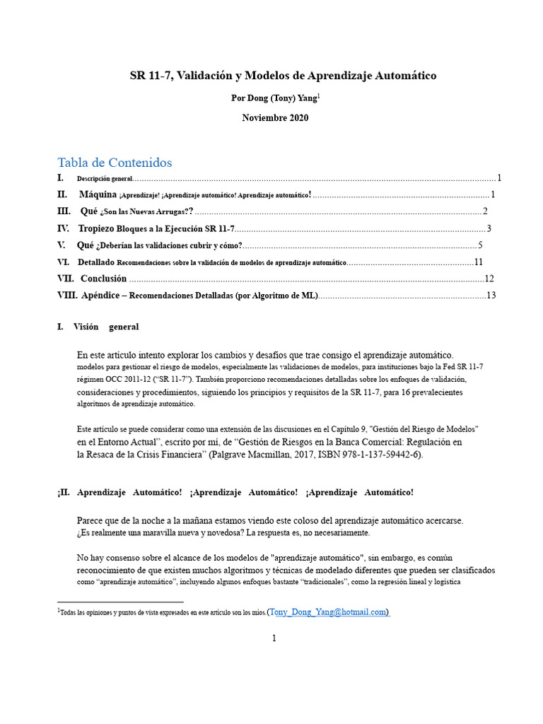 Validación de Modelos de Aprendizaje Automático SR 11-7 | PDF ...