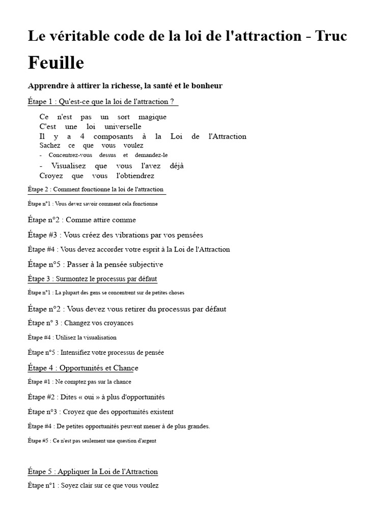 Maîtriser la Loi de l'Attraction | PDF | Loi de l'attraction (Nouvelle ...