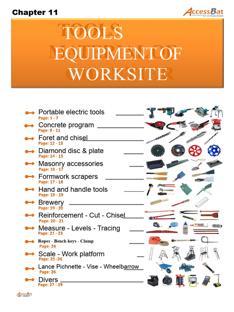 Construction Tools and Equipment Guide | PDF | Drill | Tools