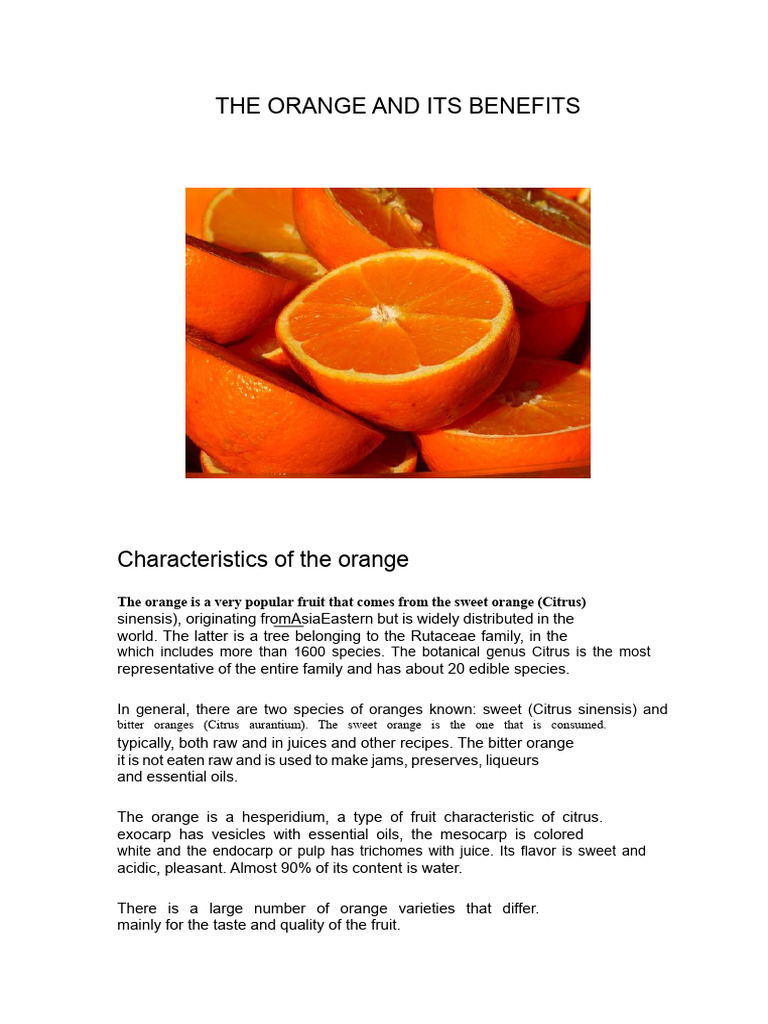 Health Benefits of Oranges Explained | PDF | Orange (Fruit) | Citrus
