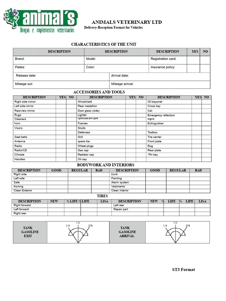 Vehicle Reception Delivery Format | PDF | Cars Of The United States ...