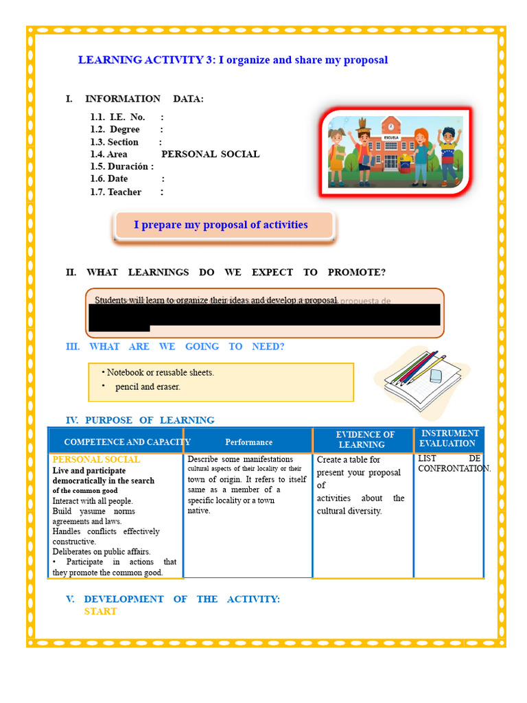 DAY 1 LEARNING SESSION I Prepare My Activity Proposal | PDF | Learning ...