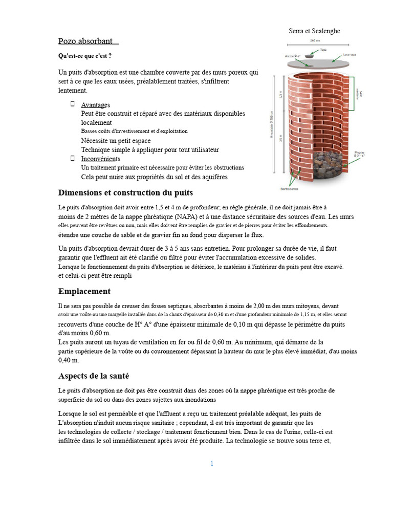 Guide sur les puits d'absorption | PDF | Fosse septique | Eaux usées