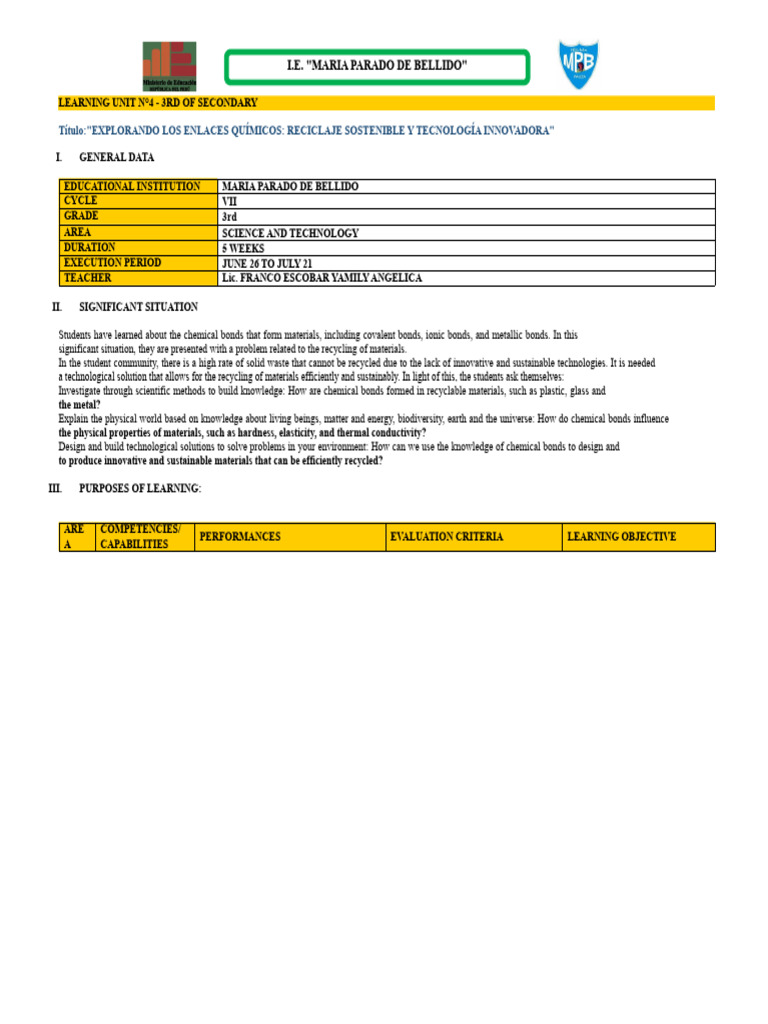 3° - Eda - Unit #4 - 3RD High School | PDF | Chemical Bond ...