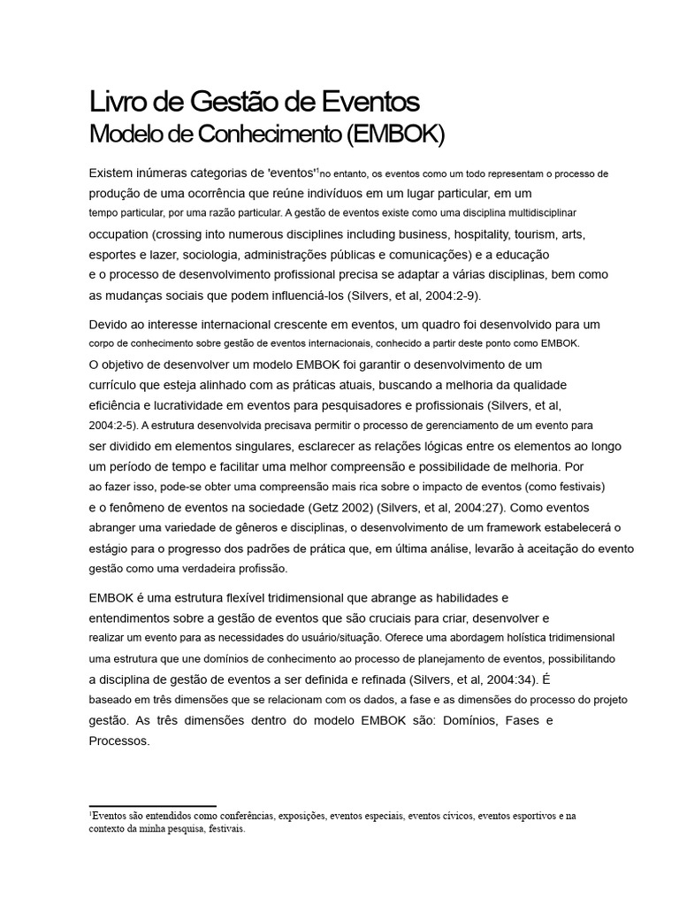 Modelo EMBOK na Gestão de Eventos | PDF | Experiência | Marketing