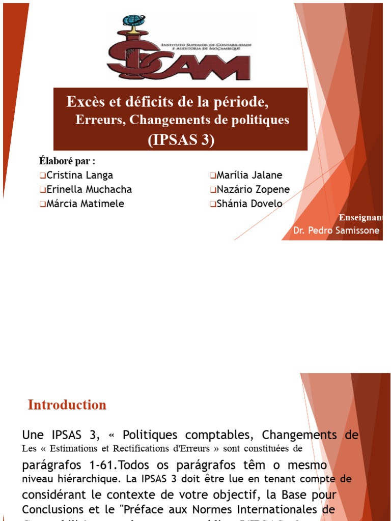 IPSAS 3 : Politiques Comptables et Changements | PDF | Comptabilité ...
