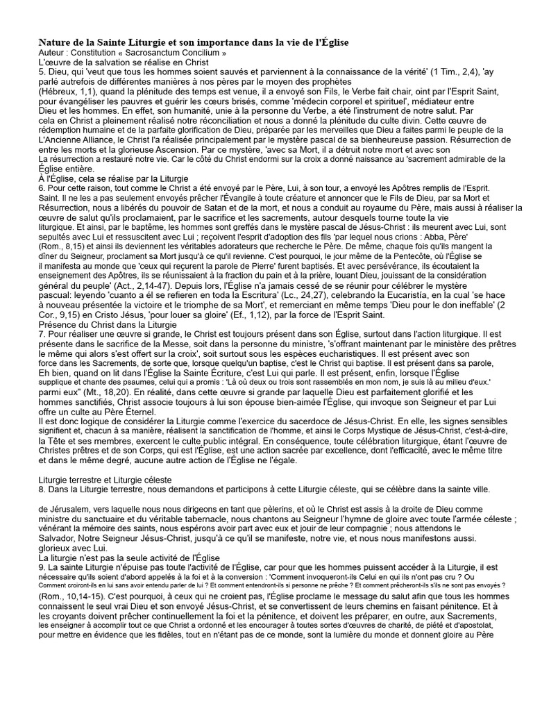 Importance de la Liturgie dans l'Église | PDF | Liturgie | Église ...