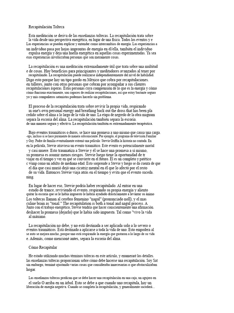 Guía de Recapitulación Tolteca | PDF | Meditación