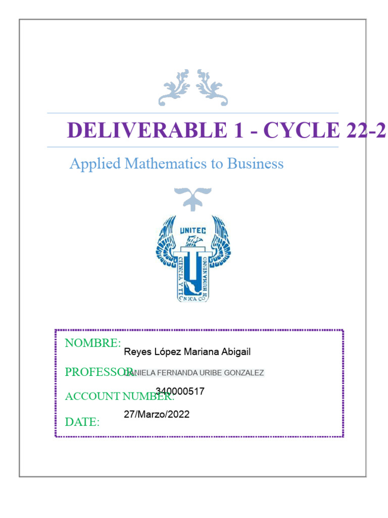 Deliverable 1 Applied Mathematics in Business | PDF | Factorization ...