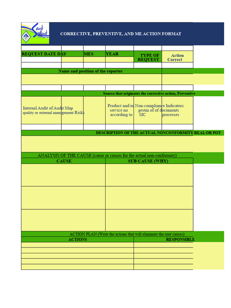 Corrective and Preventive Action Format | PDF