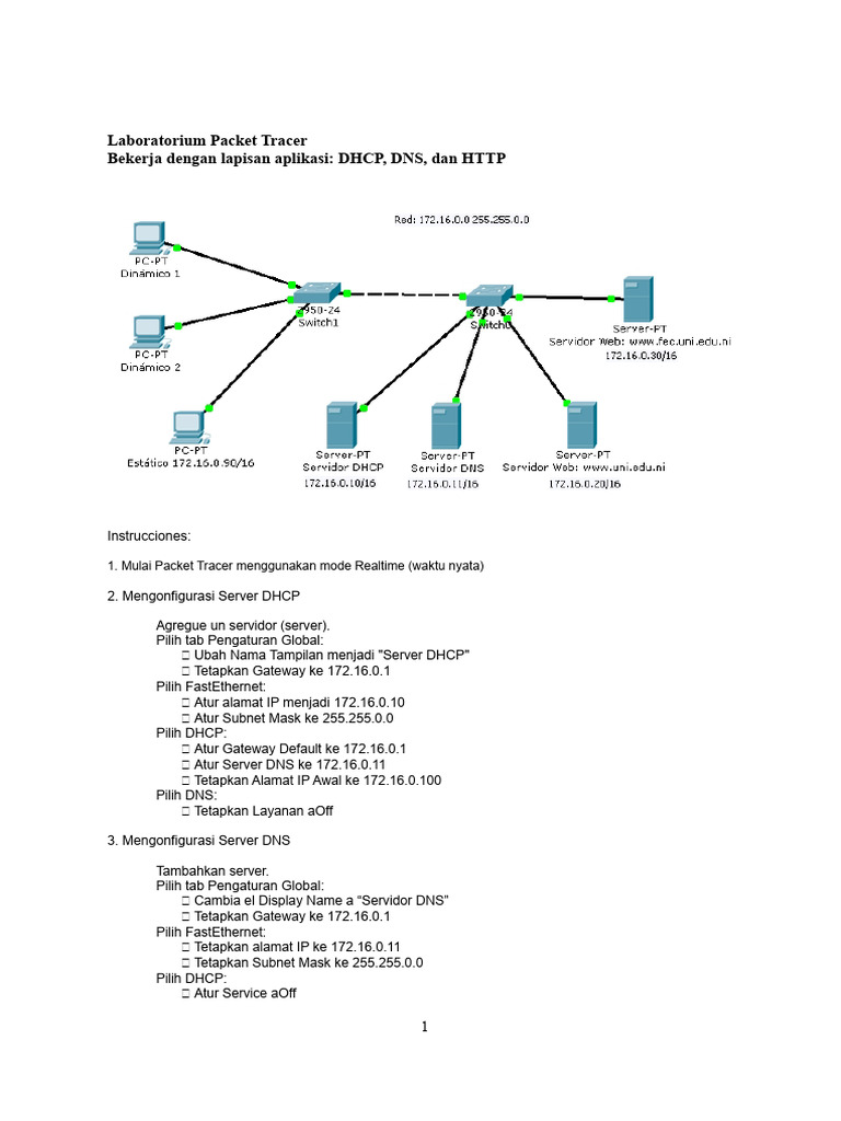 Packet Tracer DHCP DNS HTTP | PDF