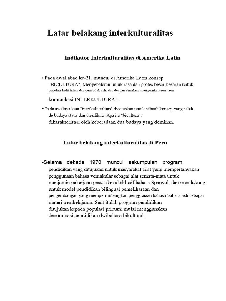 Interkulturalitas dan Bicultura di Amerika Latin | PDF