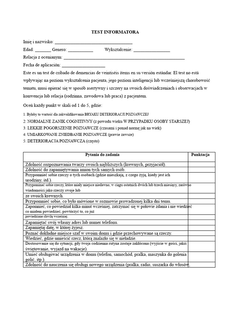 Test Informatora | PDF