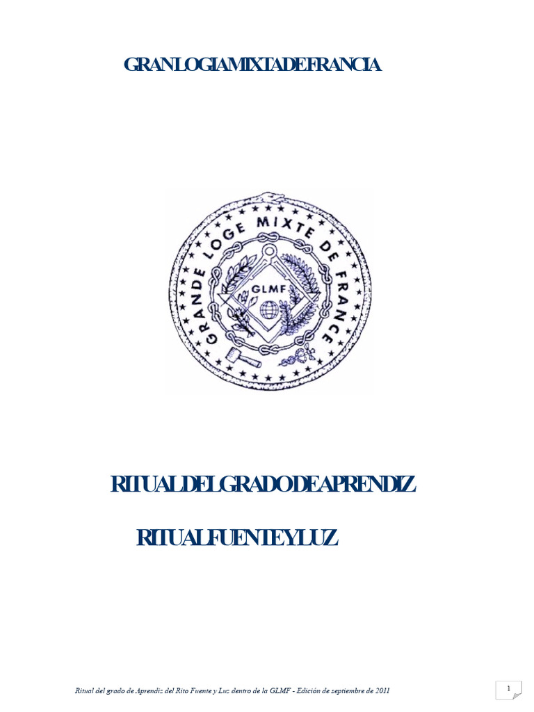 GLMF Ritual Ritual Fuente y Luz Aprendiz | PDF | Masonería | Altar