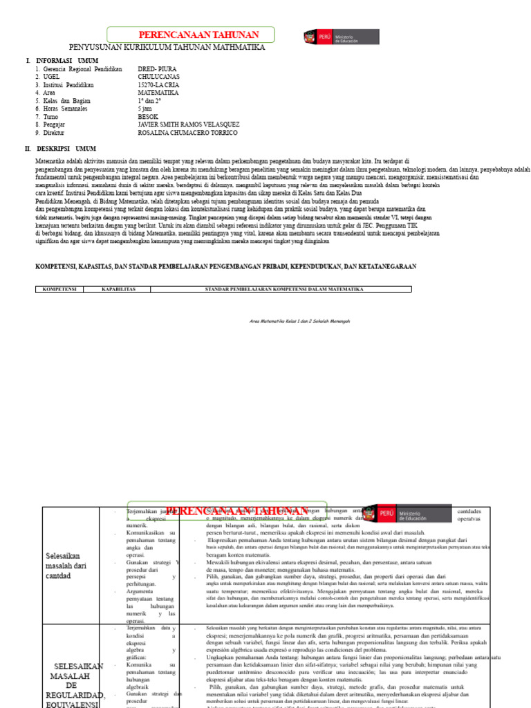 Perencanaan Kurikulum Matematika 2023 | PDF