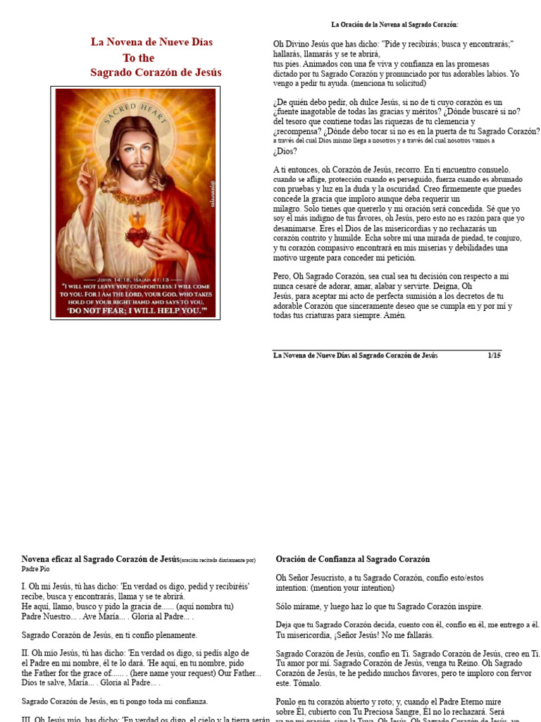 Novena al Sagrado Corazón de Jesús | PDF | Pecado | Dios el padre