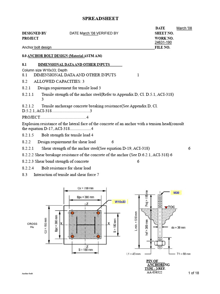 Anchor bolt design | PDF | Screw | Strength Of Materials