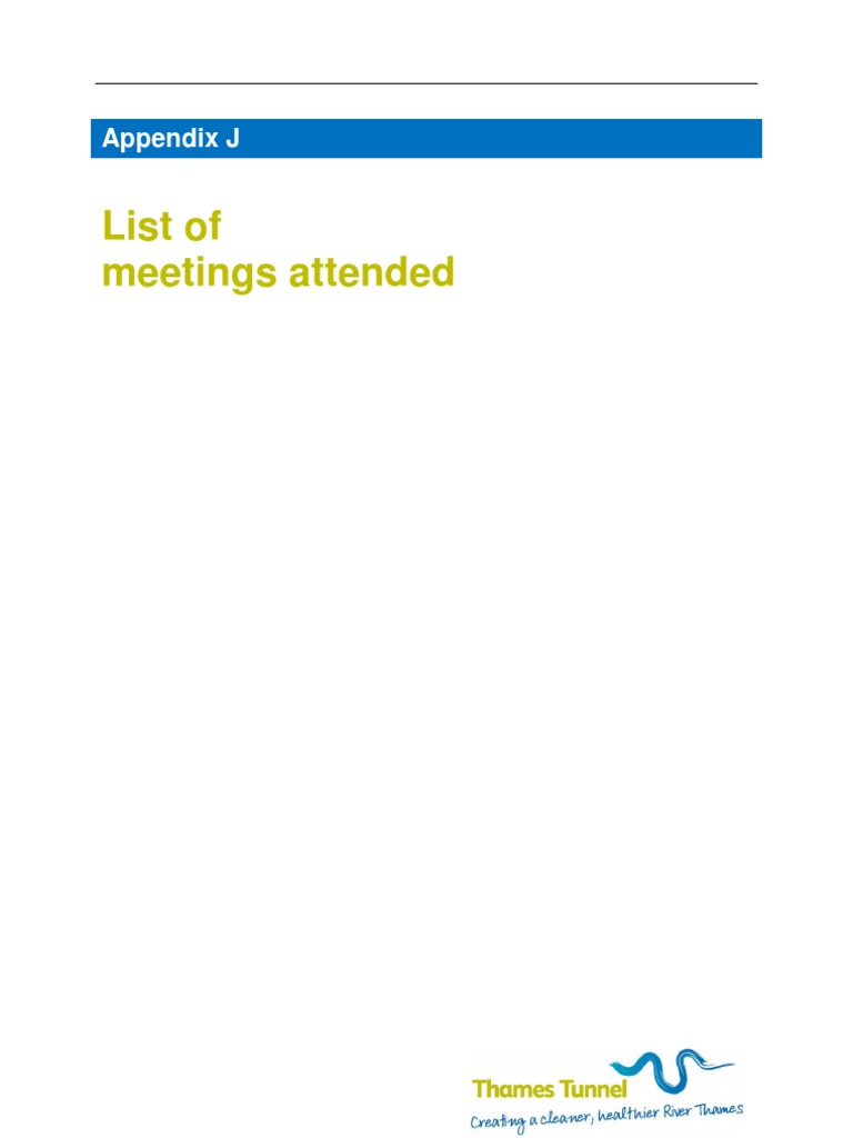 List of Meetings Attended: Appendix J | PDF | River Thames | London