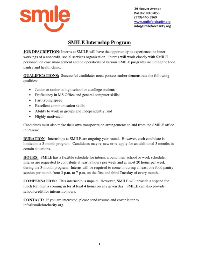 SMILE Internship Program Details | PDF | Career & Growth | Social Science